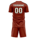 Custom Coral Red Cream Soccer Jersey