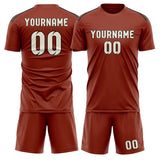 Custom Coral Red Cream Soccer Jersey