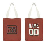 Custom Coral Red Cream Canvas Tote Bag