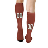 Custom Coral Red Cream Knee-High Sock