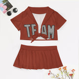 Custom Coral Red Gray Cheerleading Uniform Set