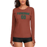 Custom Coral Red Green Women's Long-Sleeve Shirt
