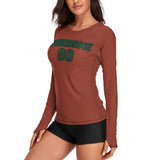 Custom Coral Red Green Women's Long-Sleeve Shirt
