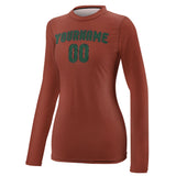 Custom Coral Red Green Women's Long-Sleeve Shirt