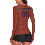 Custom Coral Red Purple Women's Long-Sleeve Shirt