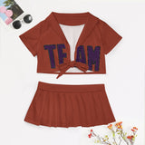 Custom Coral Red Purple Cheerleading Uniform Set
