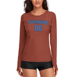 Custom Coral Red Sky Blue Women's Long-Sleeve Shirt