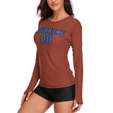 Custom Coral Red Sky Blue Women's Long-Sleeve Shirt