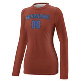 Custom Coral Red Sky Blue Women's Long-Sleeve Shirt