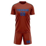 Custom Coral Red Sky Blue Soccer Jersey