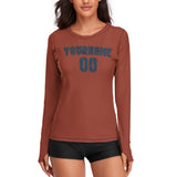 Custom Coral Red Blue Women's Long-Sleeve Shirt