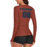 Custom Coral Red Blue Women's Long-Sleeve Shirt