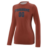 Custom Coral Red Blue Women's Long-Sleeve Shirt