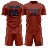 Custom Coral Red Blue Soccer Jersey