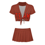 Custom Coral Red Orange Red Cheerleading Uniform Set