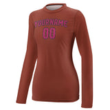 Custom Coral Red Pink Women's Long-Sleeve Shirt