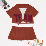 Custom Coral Red Crimson Red Cheerleading Uniform Set