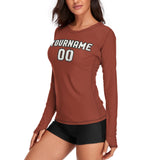 Custom Coral Red White Women's Long-Sleeve Shirt