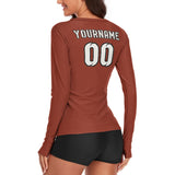 Custom Coral Red White Women's Long-Sleeve Shirt