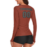 Custom Coral Red Dark Grey Women's Long-Sleeve Shirt