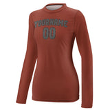 Custom Coral Red Dark Grey Women's Long-Sleeve Shirt