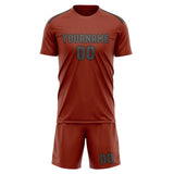 Custom Coral Red Dark Grey Soccer Jersey
