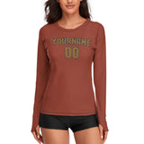 Custom Coral Red Khaki Women's Long-Sleeve Shirt
