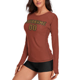 Custom Coral Red Khaki Women's Long-Sleeve Shirt