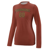 Custom Coral Red Khaki Women's Long-Sleeve Shirt