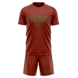 Custom Coral Red Khaki Soccer Jersey