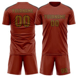 Custom Coral Red Khaki Soccer Jersey
