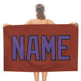 Custom Coral Red Light Purple Beach Towel