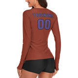 Custom Coral Red Light Purple Women's Long-Sleeve Shirt
