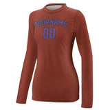 Custom Coral Red Light Purple Women's Long-Sleeve Shirt