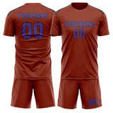 Custom Coral Red Light Purple Soccer Jersey