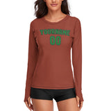 Custom Coral Red Emerald Green Women's Long-Sleeve Shirt