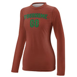 Custom Coral Red Emerald Green Women's Long-Sleeve Shirt