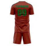 Custom Coral Red Emerald Green Soccer Jersey