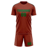 Custom Coral Red Emerald Green Soccer Jersey