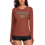 Custom Coral Red Light Khaki Women's Long-Sleeve Shirt