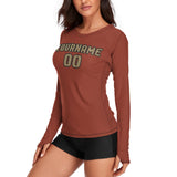 Custom Coral Red Light Khaki Women's Long-Sleeve Shirt