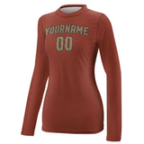 Custom Coral Red Light Khaki Women's Long-Sleeve Shirt