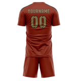 Custom Coral Red Light Khaki Soccer Jersey