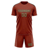Custom Coral Red Light Khaki Soccer Jersey