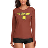 Custom Coral Red Light Yellow Women's Long-Sleeve Shirt