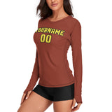 Custom Coral Red Light Yellow Women's Long-Sleeve Shirt