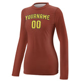 Custom Coral Red Light Yellow Women's Long-Sleeve Shirt