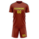 Custom Coral Red Light Yellow Soccer Jersey