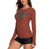 Custom Coral Red Blue Green Women's Long-Sleeve Shirt