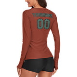 Custom Coral Red Blue Green Women's Long-Sleeve Shirt